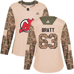 Wholesale Cheap Adidas Devils #63 Jesper Bratt Camo Authentic 2017 Veterans Day Women\'s Stitched NHL Jersey