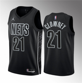 Wholesale Cheap Men\'s Brooklyn Nets #21 Noah Clowney Black 2023 Draft Statement Edition Stitched Basketball Jersey