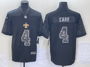 Wholesale Cheap Men's New Orleans Saints #4 Derek Carr Black Reflective Limited Stitched Football Jersey