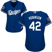 Wholesale Cheap Dodgers #42 Jackie Robinson Blue Alternate 2018 World Series Women's Stitched MLB Jersey