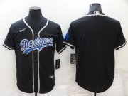 Wholesale Cheap Men's Los Angeles Dodgers Blank Black Blue Name Stitched MLB Cool Base Nike Jersey