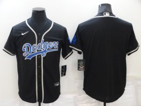 Wholesale Cheap Men\'s Los Angeles Dodgers Blank Black Blue Name Stitched MLB Cool Base Nike Jersey