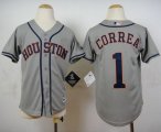 Wholesale Cheap Astros #1 Carlos Correa Grey Cool Base Stitched Youth MLB Jersey