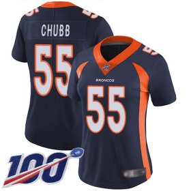 Wholesale Cheap Nike Broncos #55 Bradley Chubb Navy Blue Alternate Women\'s Stitched NFL 100th Season Vapor Limited Jersey