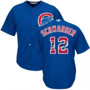 Wholesale Cheap Cubs #12 Kyle Schwarber Blue Team Logo Fashion Stitched MLB Jersey