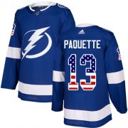 Cheap Adidas Lightning #13 Cedric Paquette Blue Home Authentic USA Flag Stitched NHL Jersey