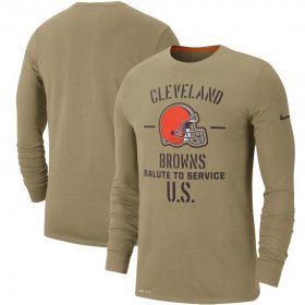 Wholesale Cheap Men\'s Cleveland Browns Nike Tan 2019 Salute to Service Sideline Performance Long Sleeve Shirt