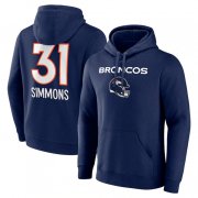 Cheap Men's Denver Broncos #31 Justin Simmons Navy Team Wordmark Name & Number Pullover Hoodie