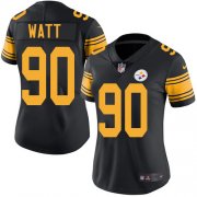 Wholesale Cheap Nike Steelers #90 T. J. Watt Black Women's Stitched NFL Limited Rush Jersey