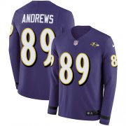 Wholesale Cheap Nike Ravens #89 Mark Andrews Purple Team Color Men's Stitched NFL Limited Therma Long Sleeve Jersey