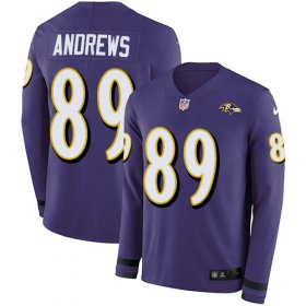 Wholesale Cheap Nike Ravens #89 Mark Andrews Purple Team Color Men\'s Stitched NFL Limited Therma Long Sleeve Jersey