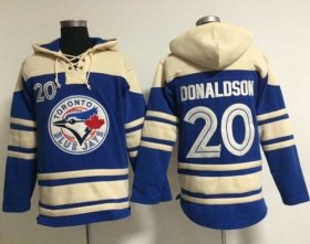 Wholesale Cheap Blue Jays #20 Josh Donaldson Blue Sawyer Hooded Sweatshirt MLB Hoodie