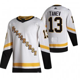 Wholesale Cheap Pittsburgh Penguins #13 Brandon Tanev White Men\'s Adidas 2020-21 Reverse Retro Alternate NHL Jersey