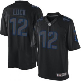 Wholesale Cheap Nike Colts #12 Andrew Luck Black Men\'s Stitched NFL Impact Limited Jersey
