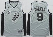 Wholesale Cheap Men's San Antonio Spurs #9 Tony Parker Revolution 30 Swingman 2014 New Gray Jersey