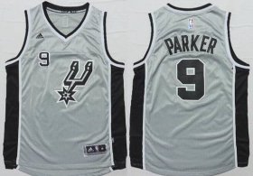Wholesale Cheap Men\'s San Antonio Spurs #9 Tony Parker Revolution 30 Swingman 2014 New Gray Jersey