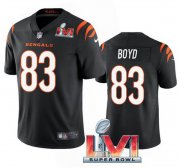 Wholesale Cheap Men's Cincinnati Bengals #83 Tyler Boyd 2022 Black Super Bowl LVI Vapor Limited Stitched Jersey