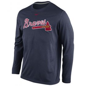 Wholesale Cheap Atlanta Braves Nike Legend Wordmark Long Sleeves Performance T-Shirt Navy