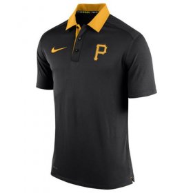 Wholesale Cheap Men\'s Pittsburgh Pirates Nike Black Authentic Collection Dri-FIT Elite Polo