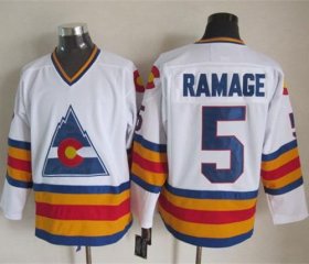 Wholesale Cheap Avalanche #5 Rob Ramage White CCM Throwback Stitched NHL Jersey