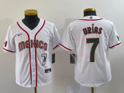 Wholesale Cheap Youth Mexico Baseball #7 Julio Urias Number 2023 Red World Baseball Classic Stitched Jersey2