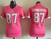 Wholesale Cheap Nike Patriots #87 Rob Gronkowski Pink Women's Stitched NFL Elite Bubble Gum Jersey