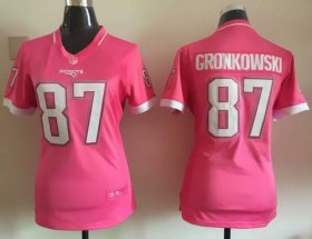 Wholesale Cheap Nike Patriots #87 Rob Gronkowski Pink Women\'s Stitched NFL Elite Bubble Gum Jersey