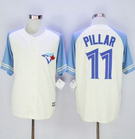 Wholesale Cheap Blue Jays #11 Kevin Pillar Cream/Blue Exclusive New Cool Base Stitched MLB Jersey