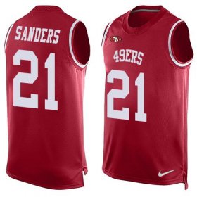 Wholesale Cheap Nike 49ers #21 Deion Sanders Red Team Color Men\'s Stitched NFL Limited Tank Top Jersey