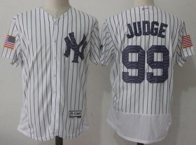 Wholesale Cheap Yankees #99 Aaron Judge White Strip Fashion Stars & Stripes Flexbase Authentic Stitched MLB Jersey