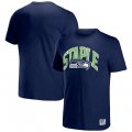 Wholesale Cheap Men's Seattle Seahawks x Staple Navy Logo Lockup T-Shirt