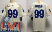 Wholesale Cheap Youth Los Angeles Rams #99 Aaron Donald Limited Bone 2022 Super Bowl LVI Bound Vapor Jersey