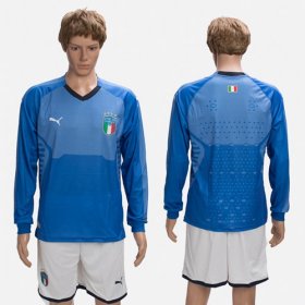 Wholesale Cheap Italy Blank Blue Home Long Sleeves Soccer Country Jersey