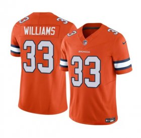 Wholesale Cheap Men\'s Denver Broncos #33 Javonte Williams Orange 2023 F.U.S.E. Vapor Untouchable Football Stitched Jersey