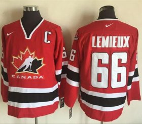 Wholesale Cheap Team CA. #66 Mario Lemieux Red/Black 2002 Olympic Nike Throwback Stitched NHL Jersey