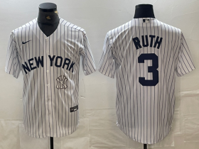 Cheap Men\'s New York Yankees #3 Babe Ruth White 2024 Cool Base Stitched Jersey