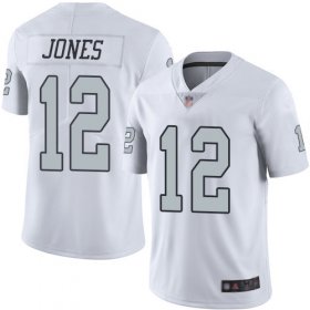 Wholesale Cheap Nike Raiders #12 Zay Jones White Men\'s Stitched NFL Limited Rush Jersey