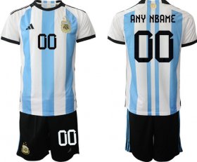 Cheap Men\'s Argentina Custom White Blue Home Soccer Jersey Suit