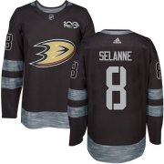 Wholesale Cheap Adidas Ducks #8 Teemu Selanne Black 1917-2017 100th Anniversary Stitched NHL Jersey