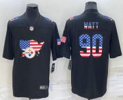 Wholesale Cheap Men's Pittsburgh Steelers #90 TJ Watt 2022 USA Map Fashion Black Color Rush Stitched Nike Limited Jersey