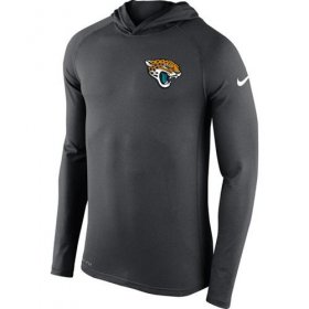 Wholesale Cheap Men\'s Jacksonville Jaguars Nike Charcoal Stadium Touch Long Sleeve Hooded Performance T-Shirt