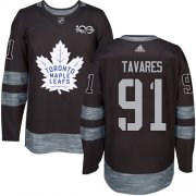 Wholesale Cheap Adidas Maple Leafs #91 John Tavares Black 1917-2017 100th Anniversary Stitched NHL Jersey