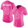 Wholesale Cheap Nike Steelers #19 JuJu Smith-Schuster Pink Women's Stitched NFL Limited Rush Fashion Jersey