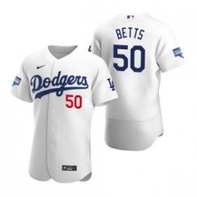 Wholesale Cheap Los Angeles Dodgers #50 Mookie Betts White 2020 World Series Champions Jersey