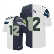 Wholesale Cheap Nike Seahawks #12 Fan White/Steel Blue Men's Stitched NFL Elite Split Jersey