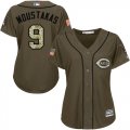 Wholesale Cheap Reds #9 Mike Moustakas Green Salute to Service Women's Stitched MLB Jersey