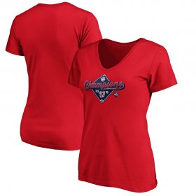Wholesale Cheap Washington Nationals Majestic Women\'s 2019 National League Champions Bullpen V-Neck T-Shirt Red