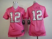 Wholesale Cheap Nike Colts #12 Andrew Luck Pink Women's Be Luv'd Stitched NFL Elite Jersey