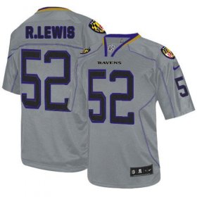 Wholesale Cheap Nike Ravens #52 Ray Lewis Lights Out Grey Men\'s Stitched NFL Elite Jersey