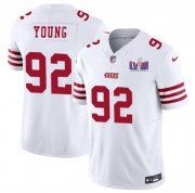 Cheap Men's San Francisco 49ers #92 Chase Young White 2024 F.U.S.E. Super Bowl LVIII Patch Vapor Untouchable Limited Football Stitched Jersey